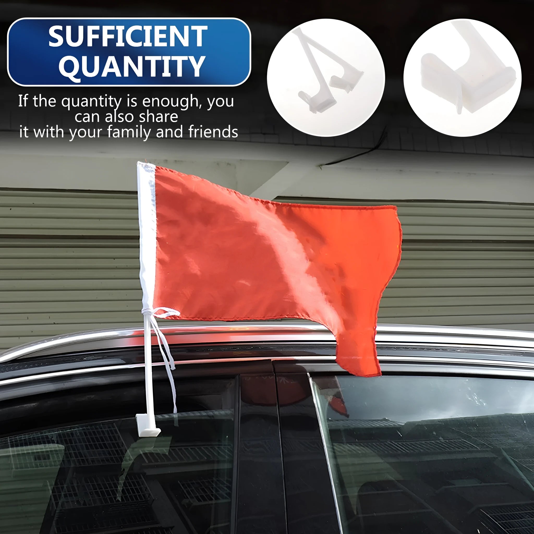 Ten white PP plastic car window flag pole holders with clip mounts.