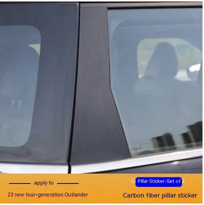 23 Outlander car A pillar and B pillar with applied protective film in carbon fibre pattern