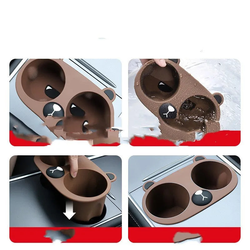 Flexible grey silicone ring car cup holder limiter for central console