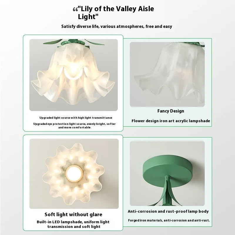 Cream coloured LED corridor light with Linglan flower design and modern simplistic style