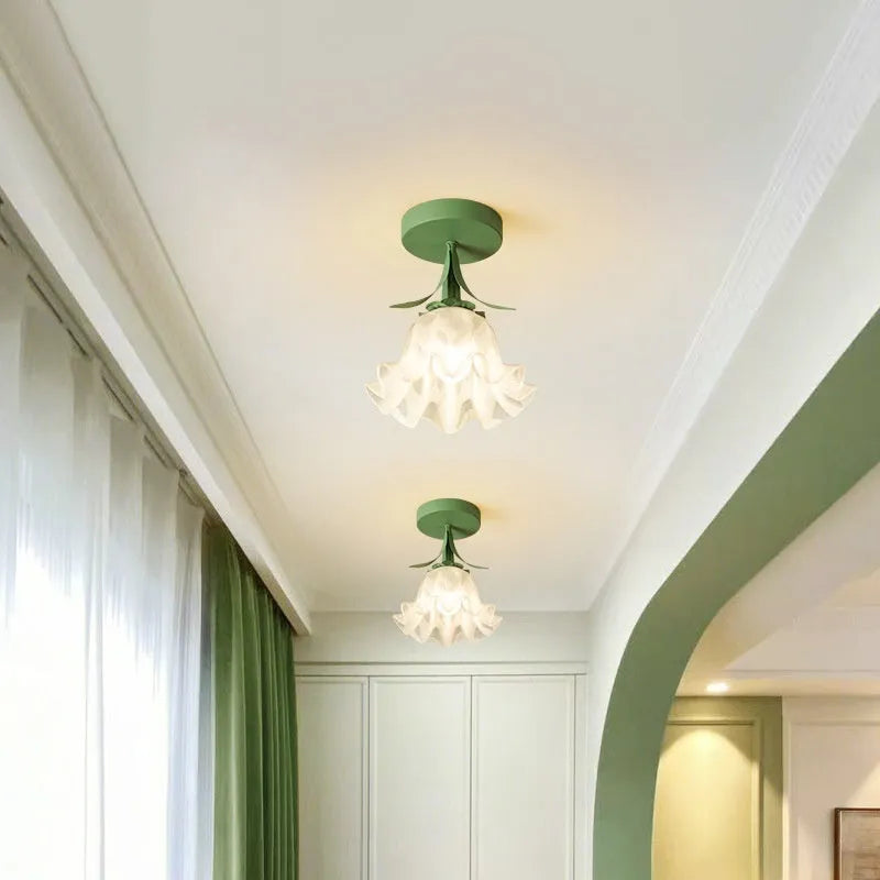 Cream coloured LED corridor light with Linglan flower design and modern simplistic style