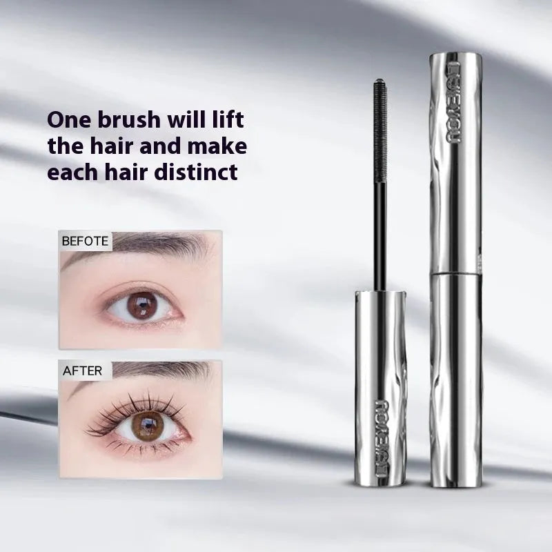 Steel tube waterproof mascara in black and brown colours with optional eyelash curler