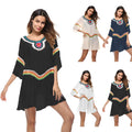 Women's crocheted ethnic style sun protection clothing beachwear in apricot colour