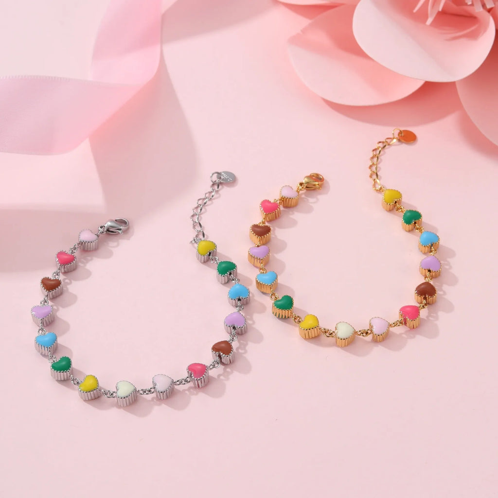 Heart-shaped stainless steel bracelet with 18K gold electroplating in women's jewellery