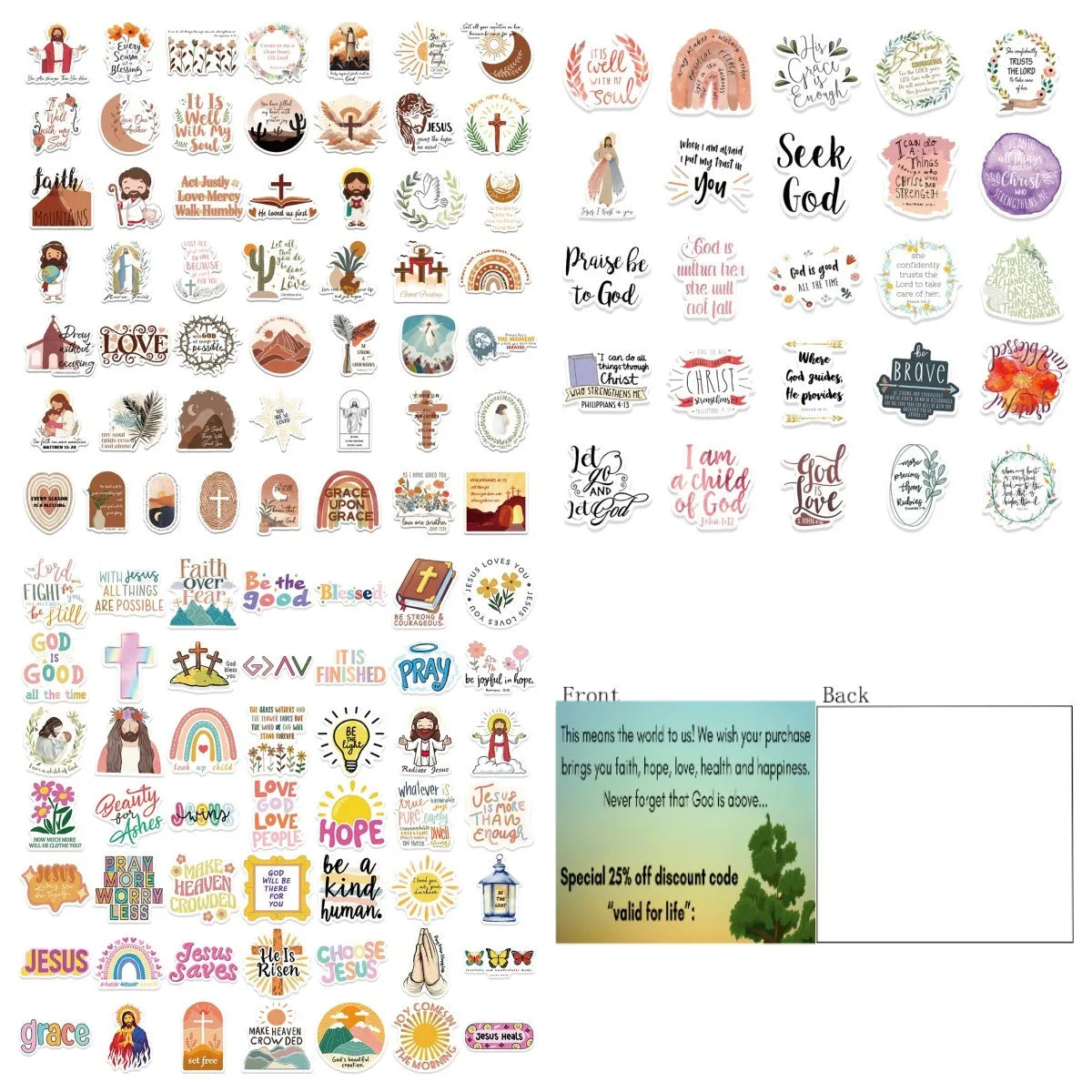 Pack of 50 random pattern graffiti stickers for wall and window decoration.