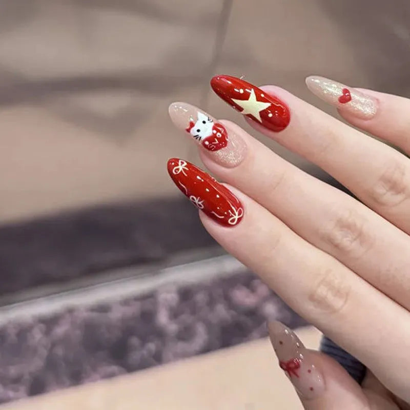 Sweet Girl fake nails in assorted colours with classic round shape for short natural nails