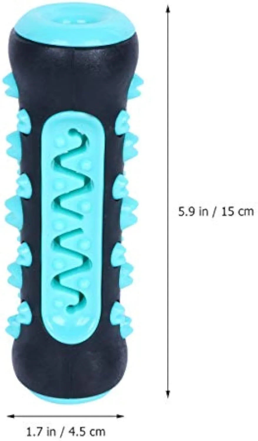 Natural rubber dog toothbrush chew toy dental teether stick in blue green yellow and black blue colours for puppy molar cleaning