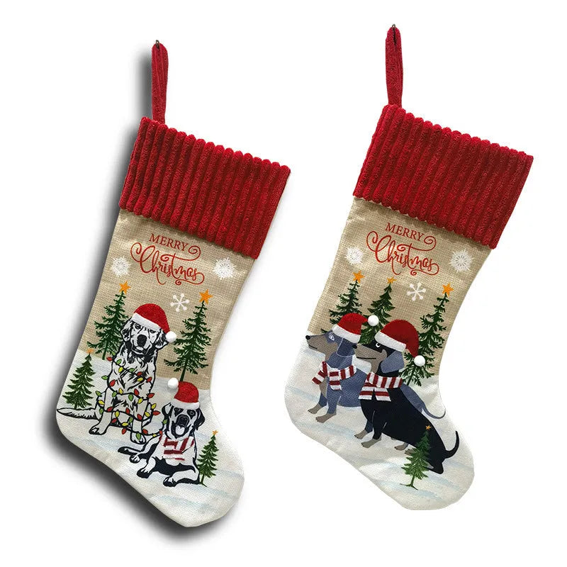 Cloth Christmas pendant with pet socks design measuring 46 by 28 centimetres