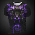Men's grey T-shirt with detailed 3D tiger pattern on chest, short sleeves, pullover style