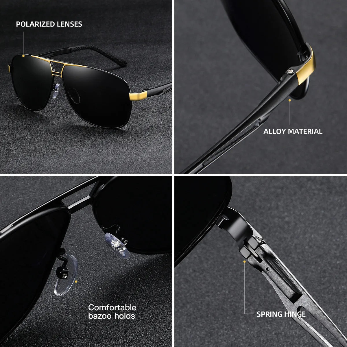 Men's orange red aviator sunglasses with metal frame and polarised HD lenses