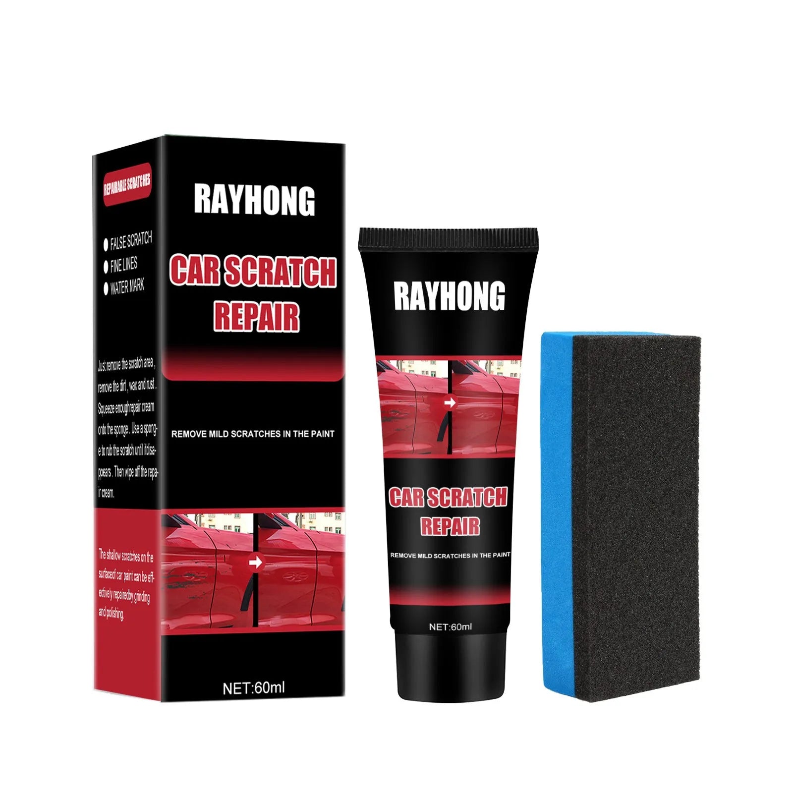 60ml car scratch repair wax pot with applicator tool for paint touch-up.