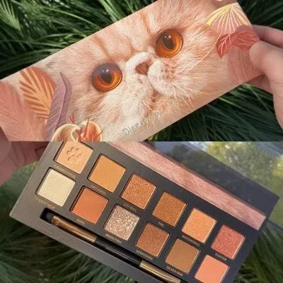 Animal theme twelve-colour eye shadow palette showing cat, koi, pig, leopard and tiger colour variations