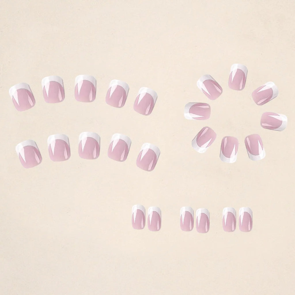 White plaid pattern false nail tips 24 pieces in box