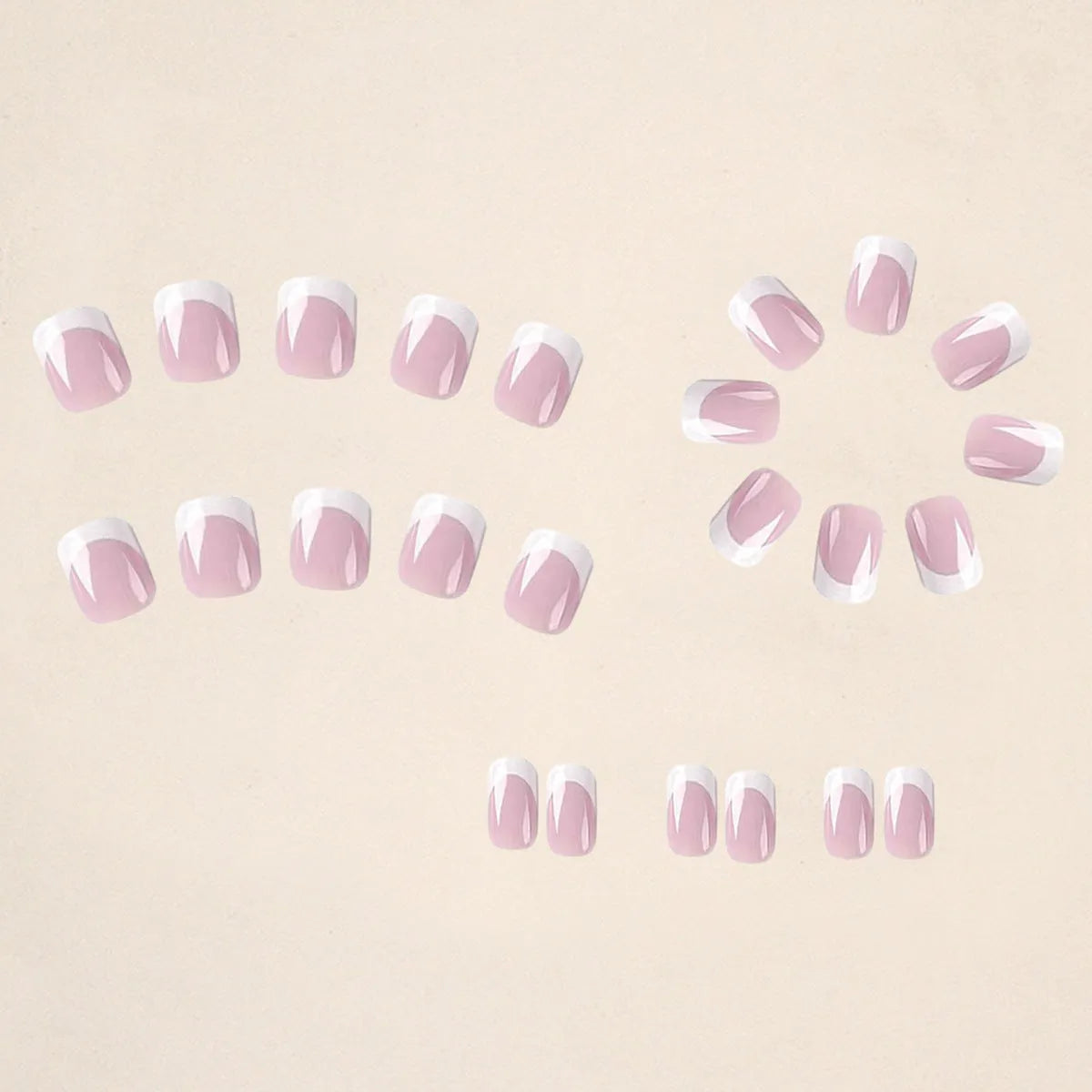 White plaid pattern false nail tips 24 pieces in box