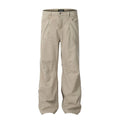 Men's brown straight leg cotton trousers with high waist and non-ironing fabric