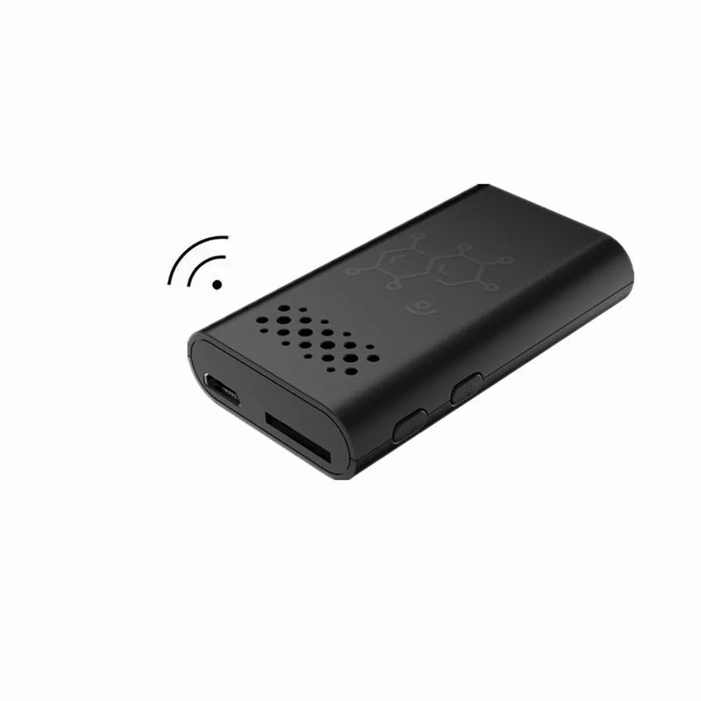 Black indoor smart security camera for WiFi baby and home monitoring.