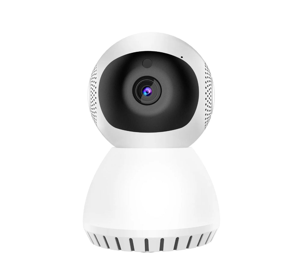 White dual-frequency wireless security camera with 1080p resolution and 12mm lens for home monitoring