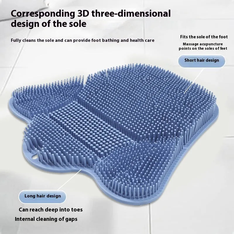 Blue silicone bath massage mat with textured surface for exfoliation