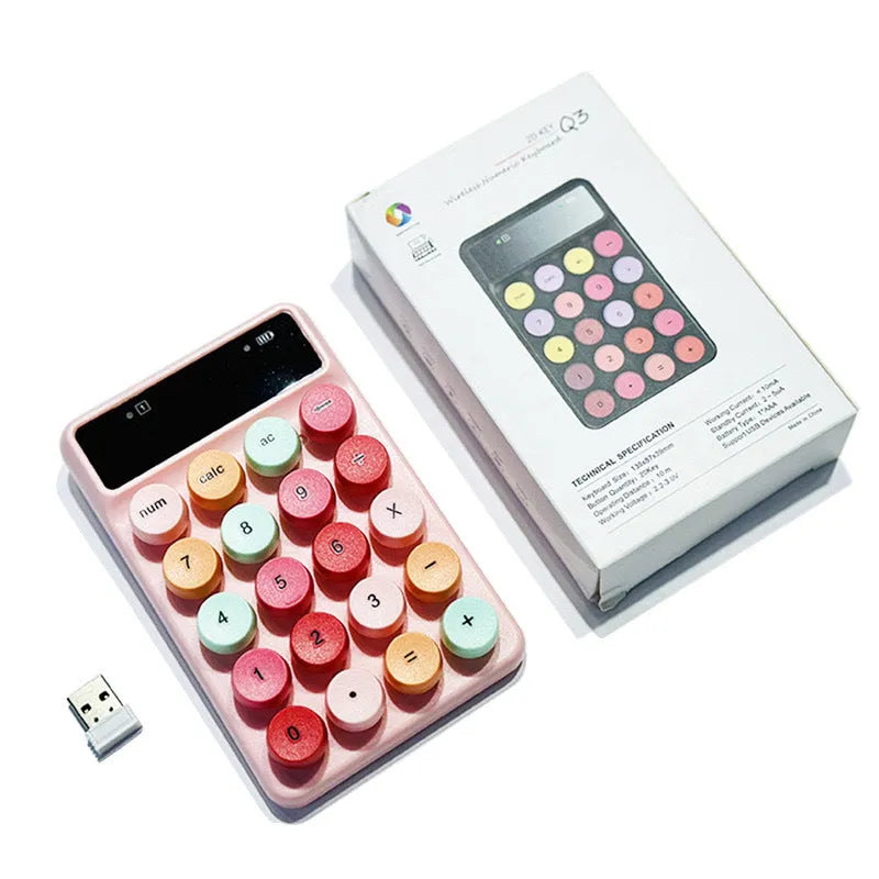Mini portable wireless Bluetooth keyboard with mechanical-style keys in mixed colours