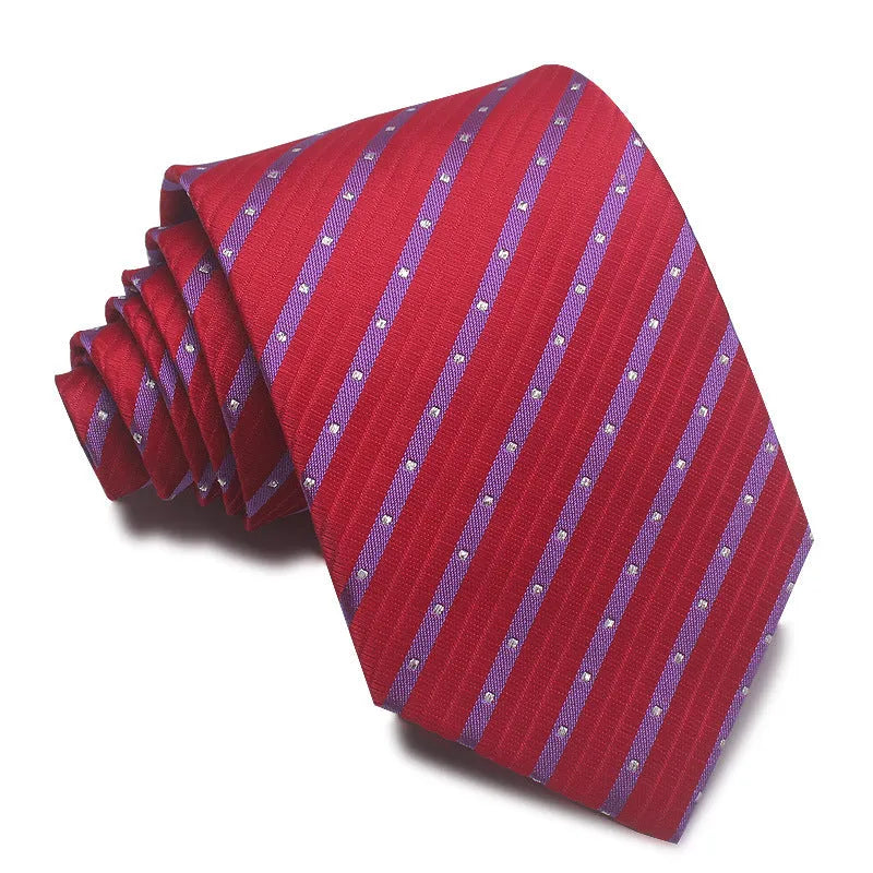 8cm wide striped polyester jacquard tie in business colours