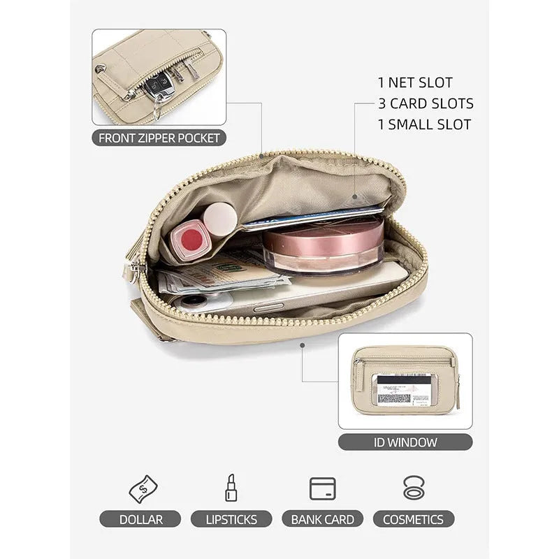 Women's waterproof quilted handbag with transparent deck panel in neutral colour