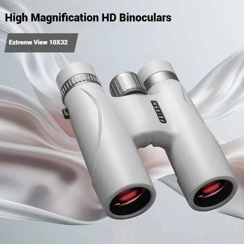 Wine red film imaging 10x32 binoculars in blue or gray colour with compact plastic housing