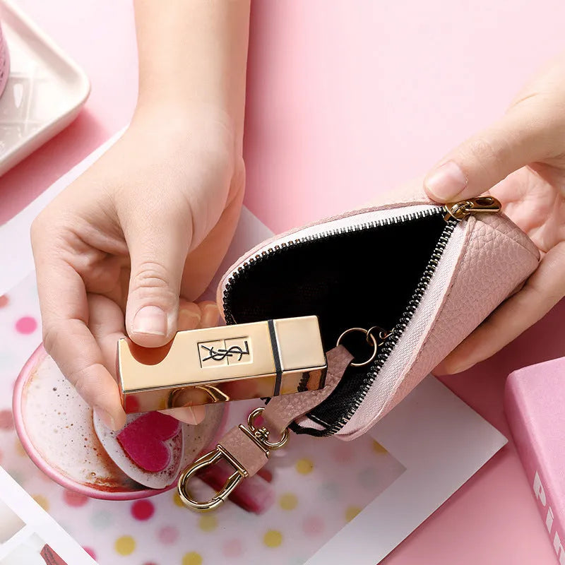 Waterproof pu leather key case in black, grey, and pink macaron colours with urban simplicity style