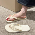 PVC casual flip flops with toe covering design in pink, beige, coffee, dark blue or black-white colours