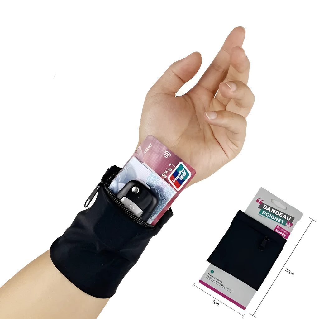 Camping wrist bag armband sleeve for mobile phone measuring 10cm by 10.5cm with packaging