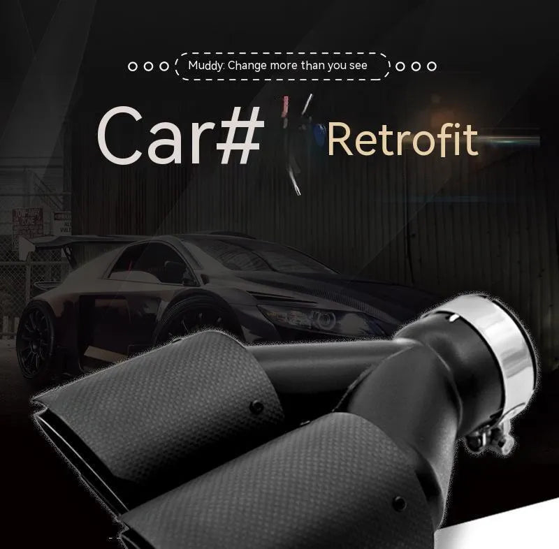 Black carbon fibre dual outlet car exhaust silencer with 250mm diameter