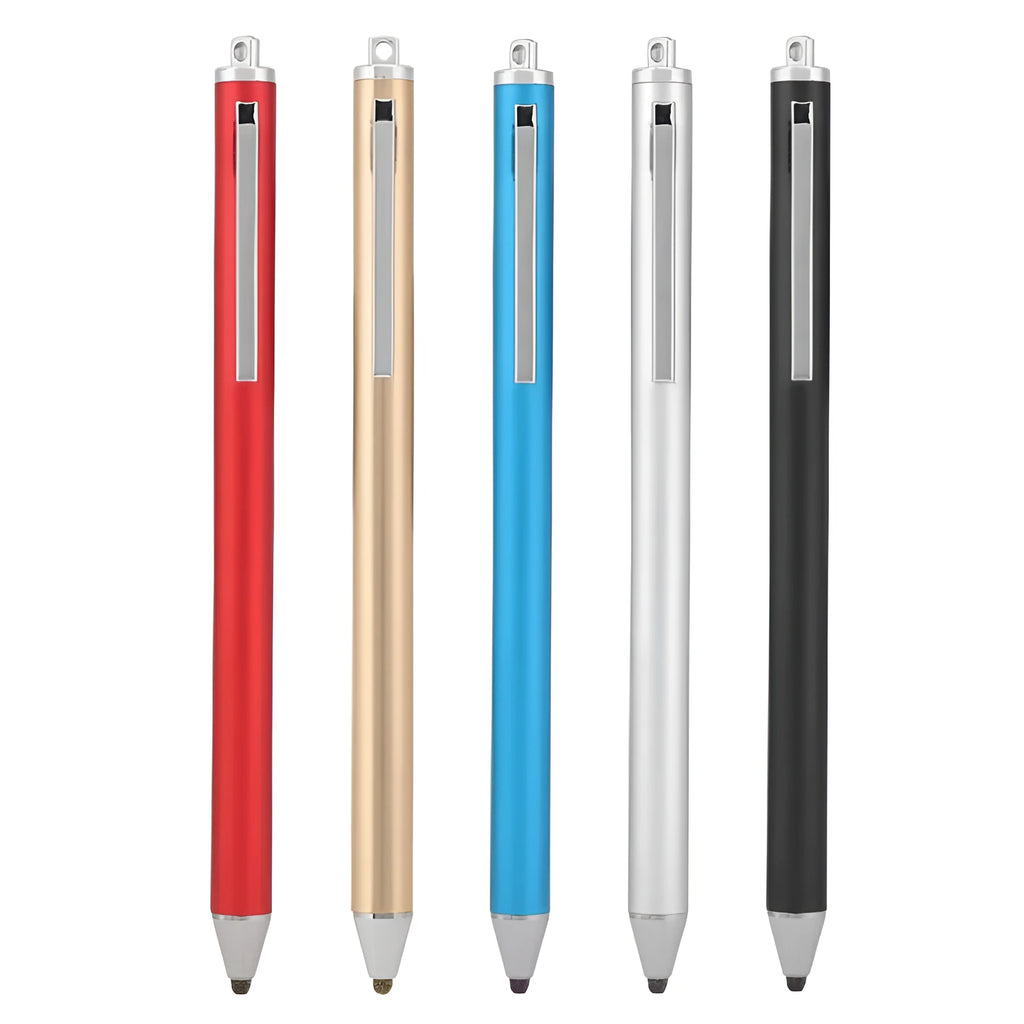 Metal touch screen stylus pen in black silver red sky blue gold pink and grey colours