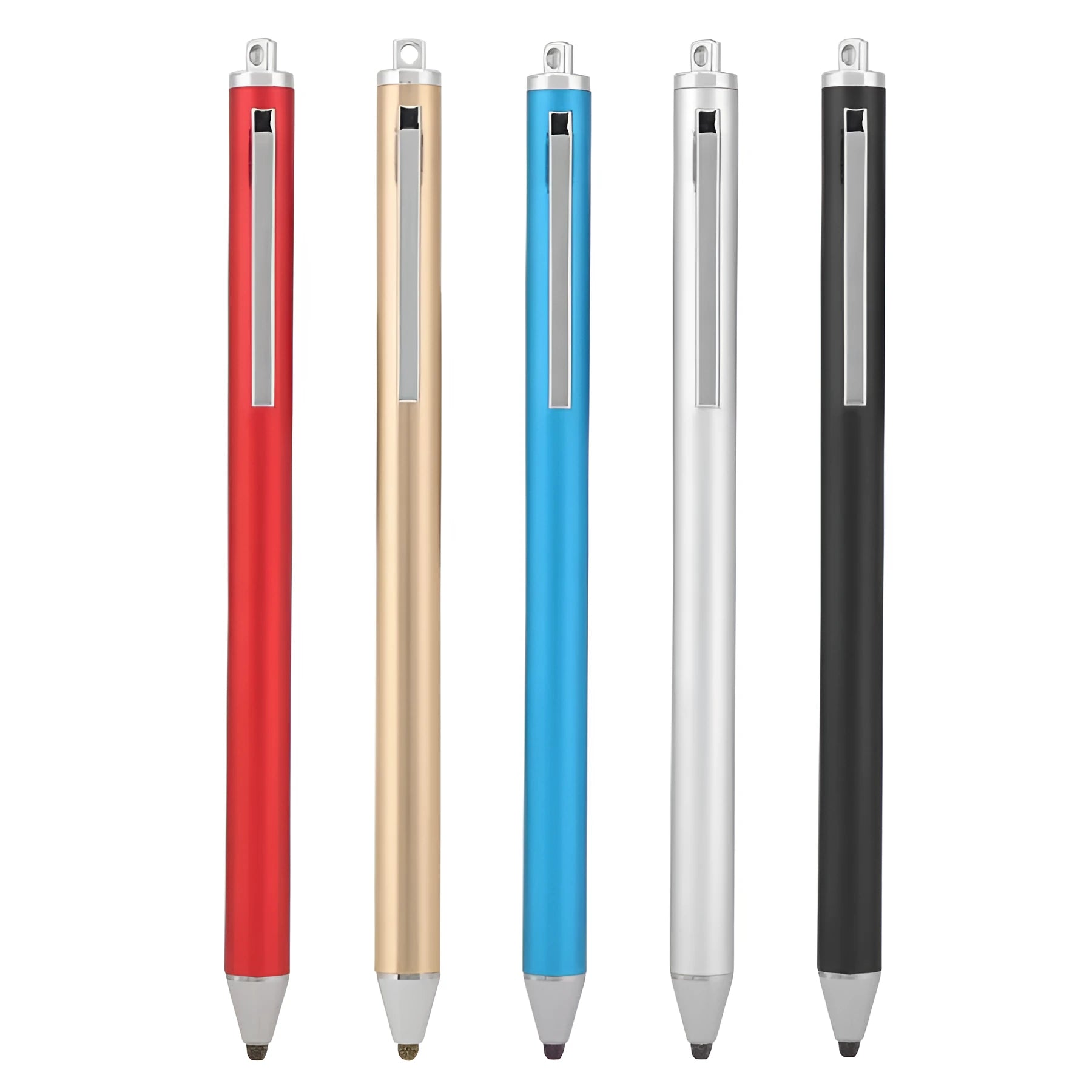 Metal touch screen stylus pen in black silver red sky blue gold pink and grey colours