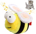 Yellow bee-shaped electronic cat toy with flannelette fabric for motion-activated squeaking play