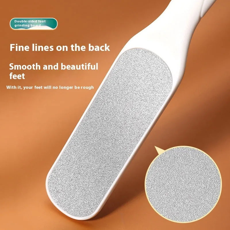 Stainless steel double-sided foot grinder for hard skin removal in black and white colour options