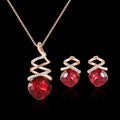 Women's alloy jewellery set with adjustable necklace and matching earrings featuring diamond processing finish