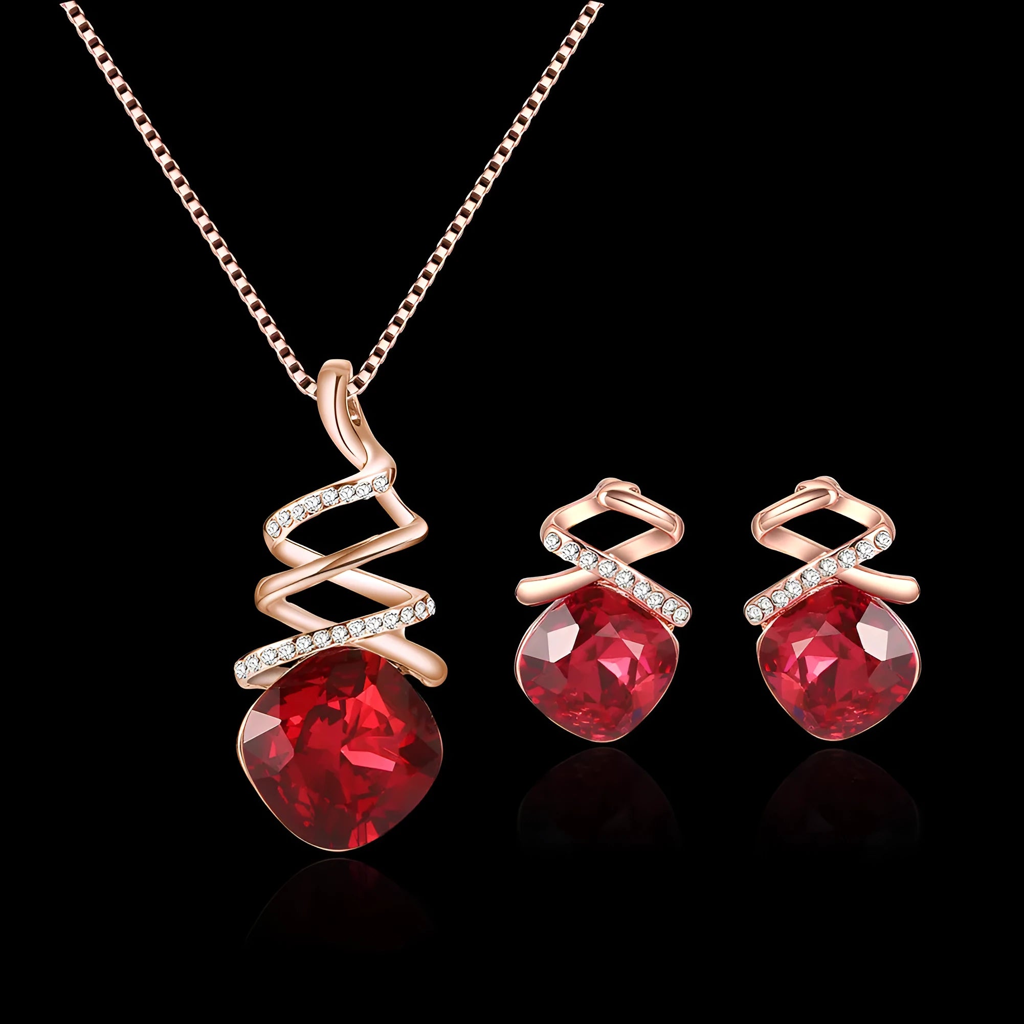 Women's alloy jewellery set with adjustable necklace and matching earrings featuring diamond processing finish