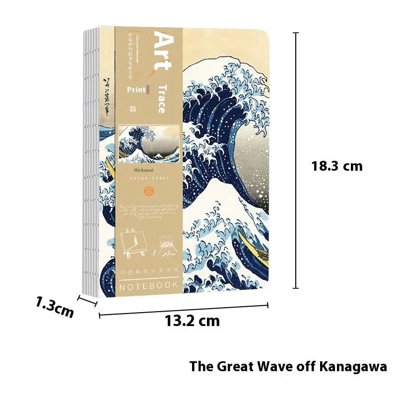 Japanese ukiyo-e art hand ledger notebook with traditional artwork cover measuring 13.2x18.3cm