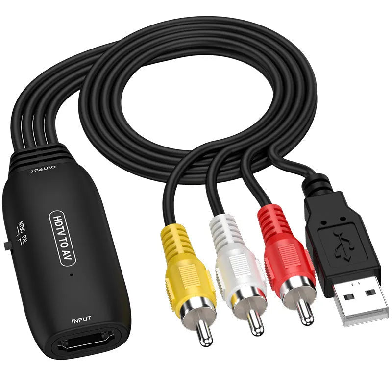 HDMI to AV converter adapter cable with 110cm length and two connection options