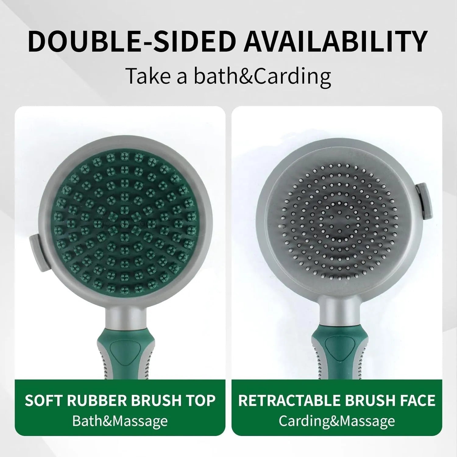 Two-sided silicone cat brush showing retractable slicker side and octopus-teeth massager side