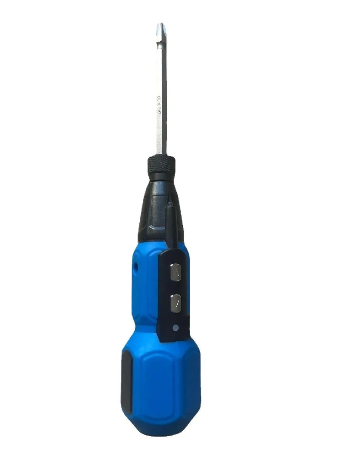 Black and blue 36V cordless electric screwdriver with straight alloy steel handle