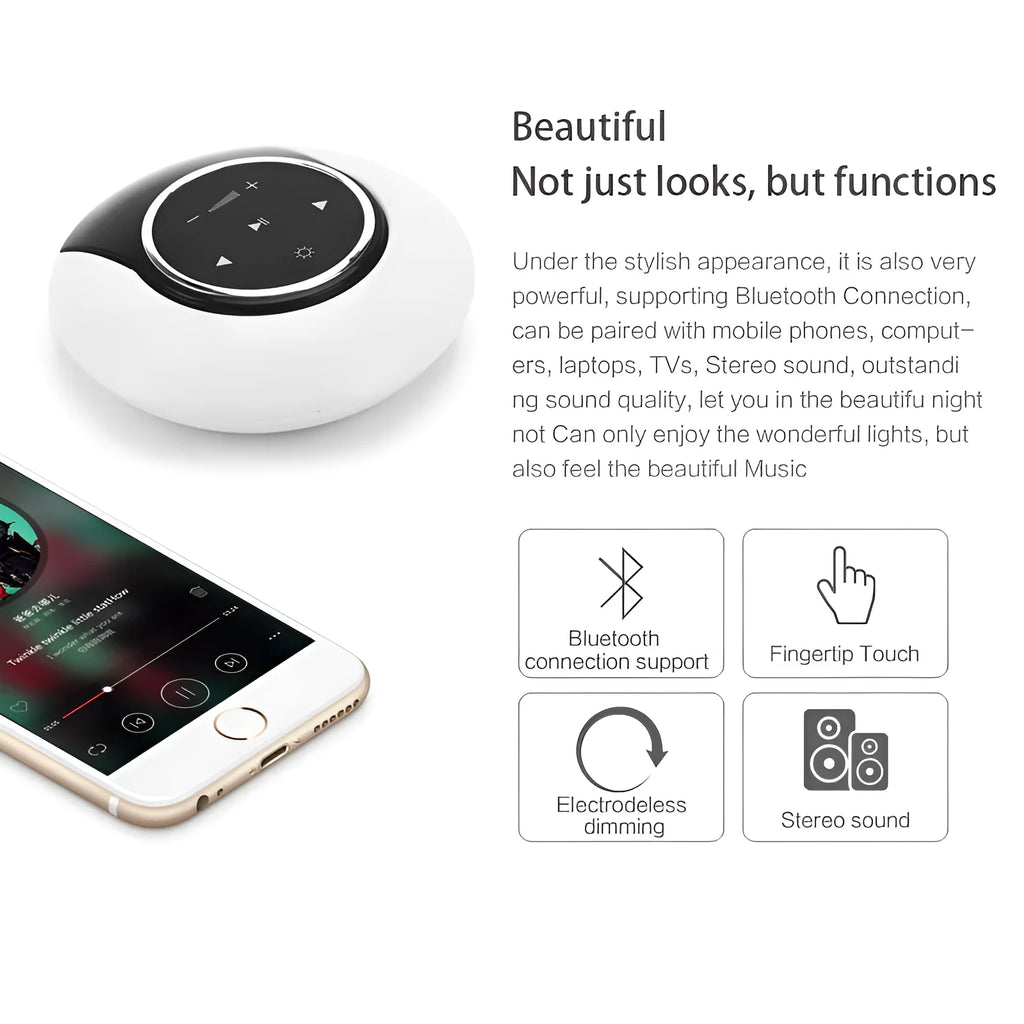 Blue folding Bluetooth desk lamp speaker with subwoofer and touch controls for adjustable LED lighting.