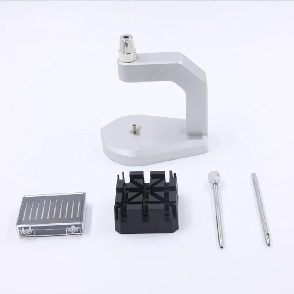 Silver multi-purpose press strap removal tool made of tool steel for watch and jewellery repair.