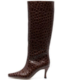 Black square toe cowboy boots for women with a microfiber upper