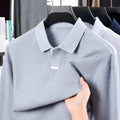 Men's loose fit cotton polo shirt with lapel collar in grey, white, dark blue or black