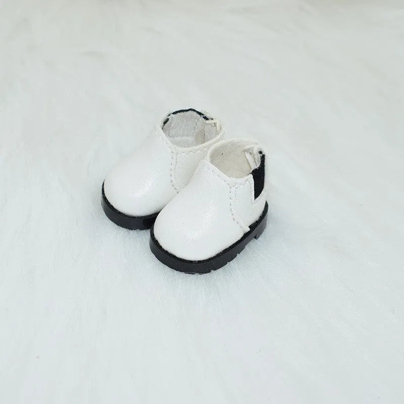 17cm scale doll replacement shoes in various PU styles including black boots and coloured flats