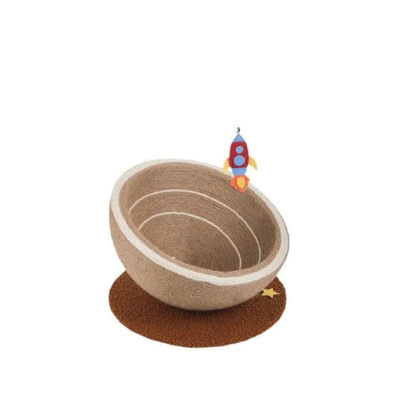 Large integrated cat scratching basin with starlight sisal nest design showing flannel and sisal rope surfaces