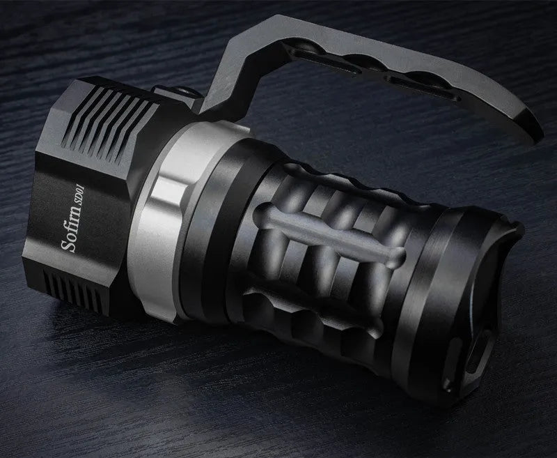 Aluminium alloy diving and outdoor torch flashlight with high brightness display.