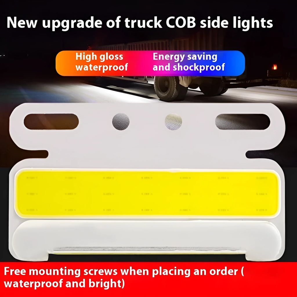 Waterproof COB LED truck side light in aluminum alloy housing available in red white yellow green blue for 12V 24V vehicles