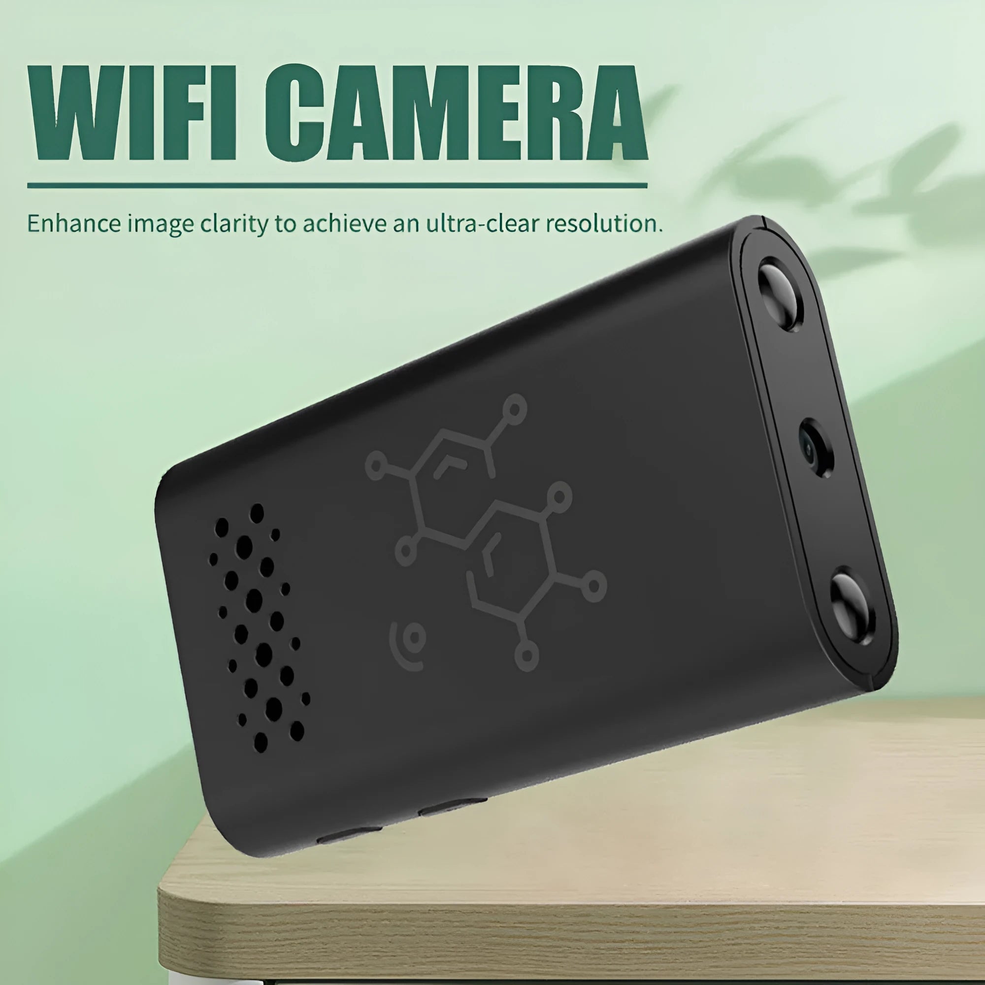 Black indoor smart security camera for WiFi baby and home monitoring.