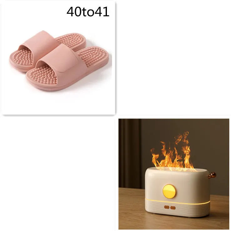 Black USB desktop humidifier with LED flame effect and transparent 200ml water tank